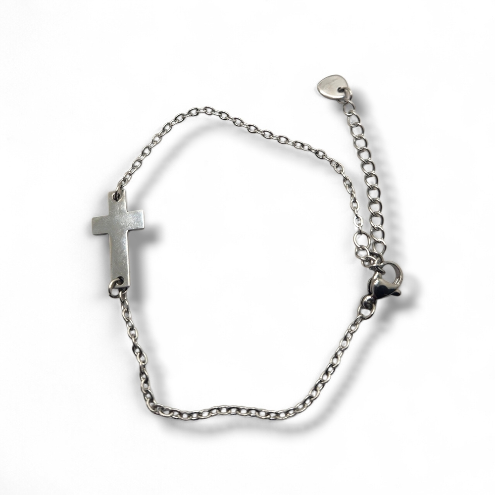 Silver Cross Chain Bracelet